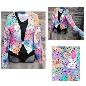 Colorful Cotton Crochet Cardigan Casual Soft Fashion